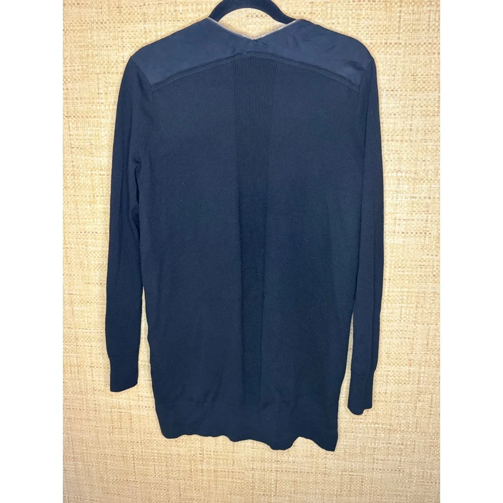 AllSaints Black Wool Cupro Mixed Media Full Zip Cardigan Sweater Medium